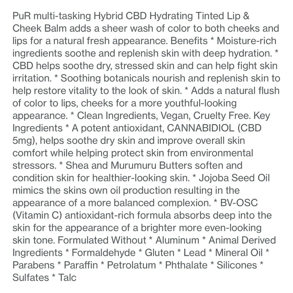 Pur Hydrating Tinted Lip Cheek Balm Bubbly
